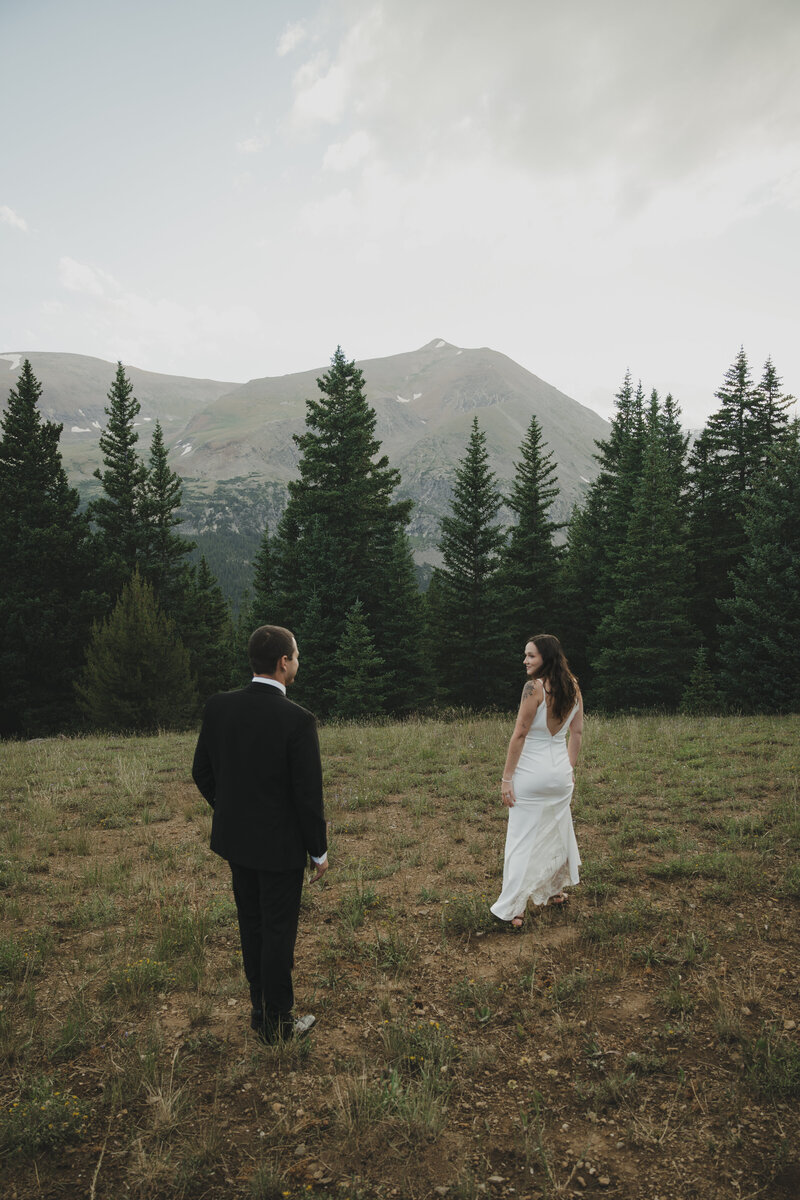 A couple elopes on Hoosier Pass during the summer in Colorado.