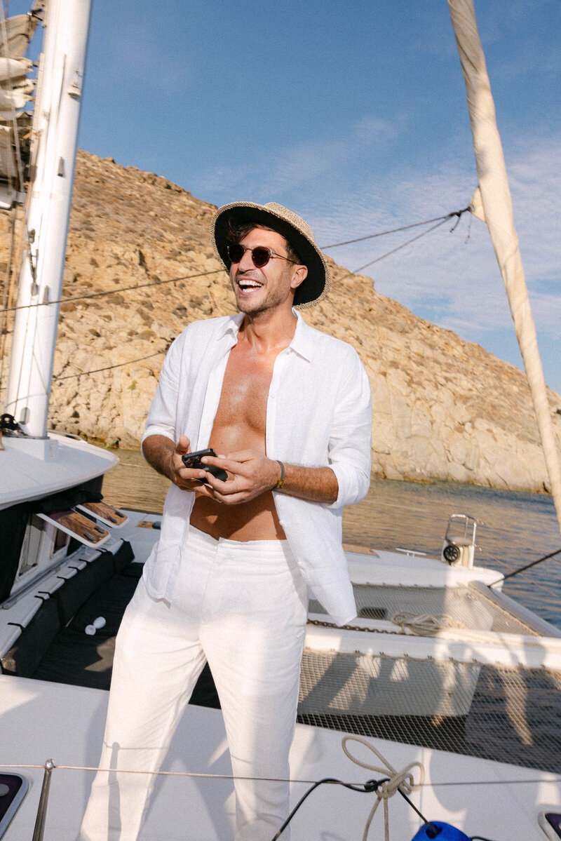 pre wedding day boat mykonos greece 35