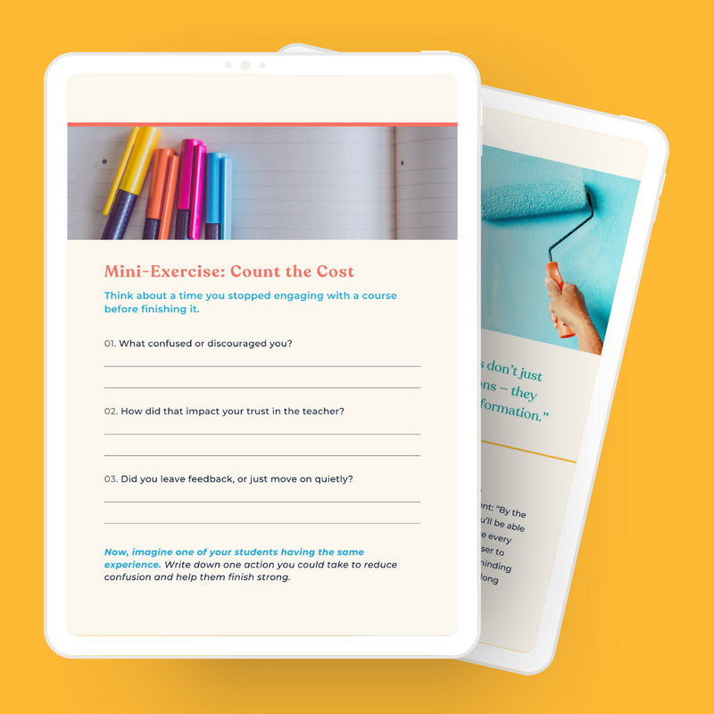 A preview of the Course Success Starter Guide - Mini-Exercise Count the Cost Page