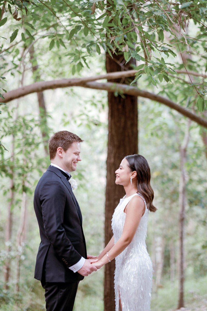 Romanticly holding hands wedding