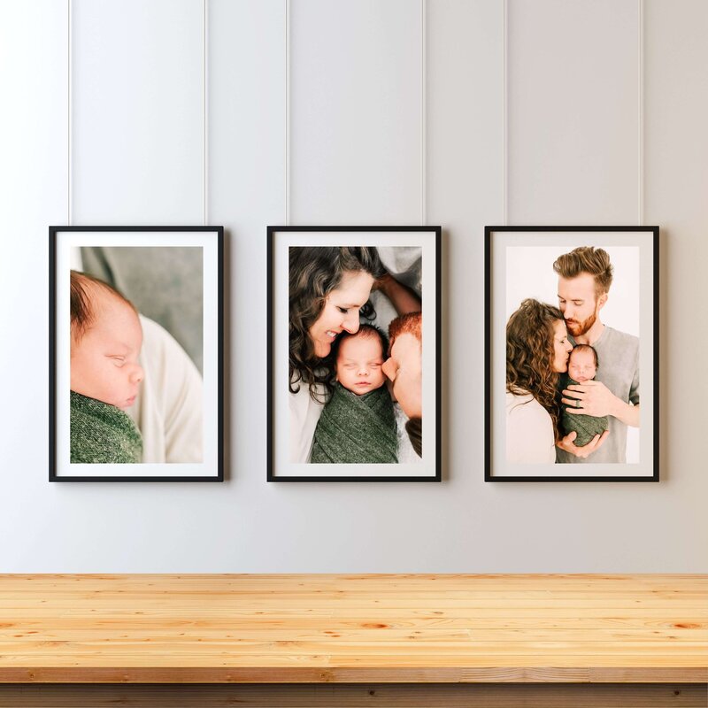 framed newborn photos captured by Springfield MO family and motherhood photographer