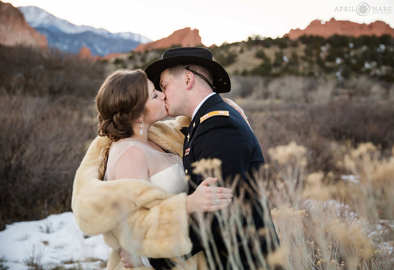 Romantic winter wedding at Garden of the Gods Colorado Springs