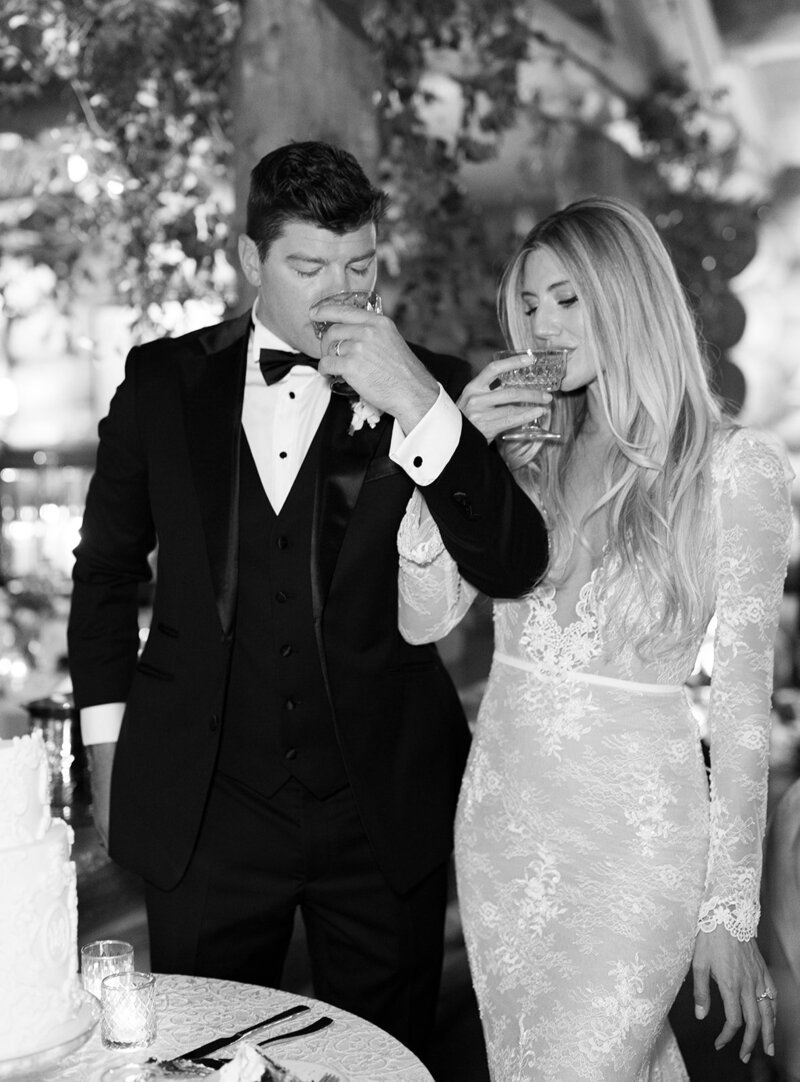 Bride and groom portrait aspen wedding toast