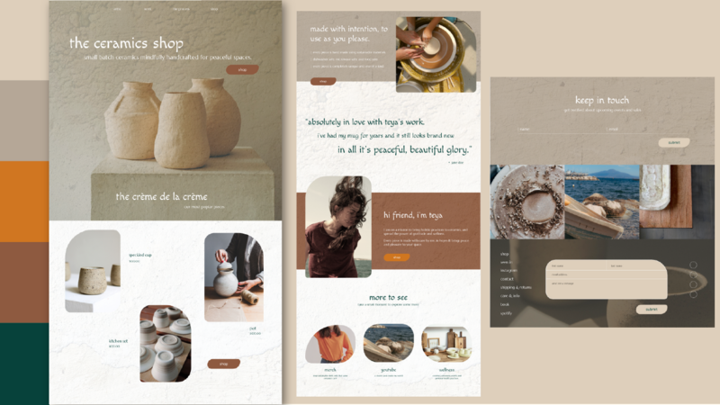 website design for a ceramics shop