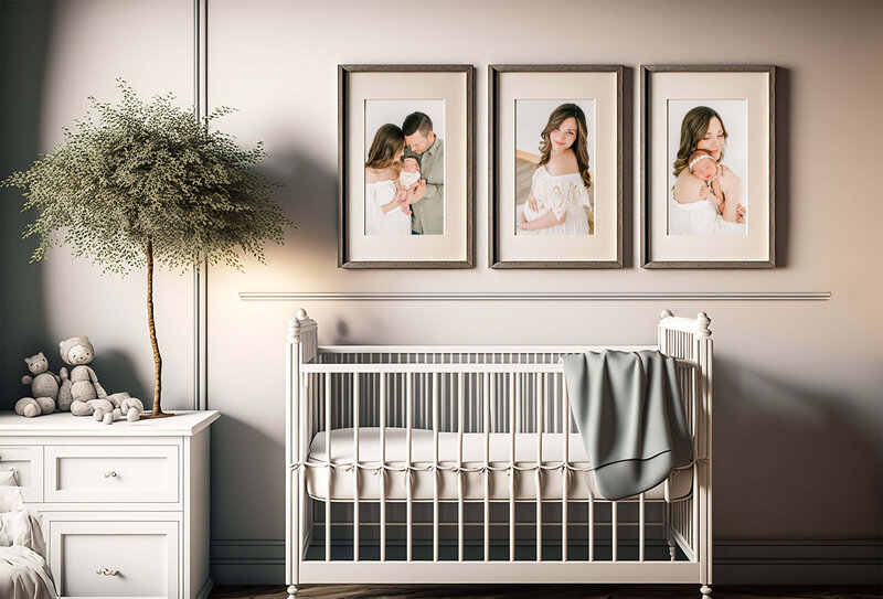 framed photos above crib captured by Springfield MO newborn photographer Jessica Kennedy of The XO Photography