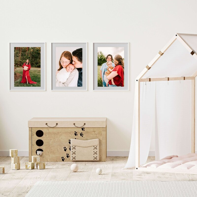 framed maternity and newborn photo by Springfield MO photographer The Xo Photography in living room