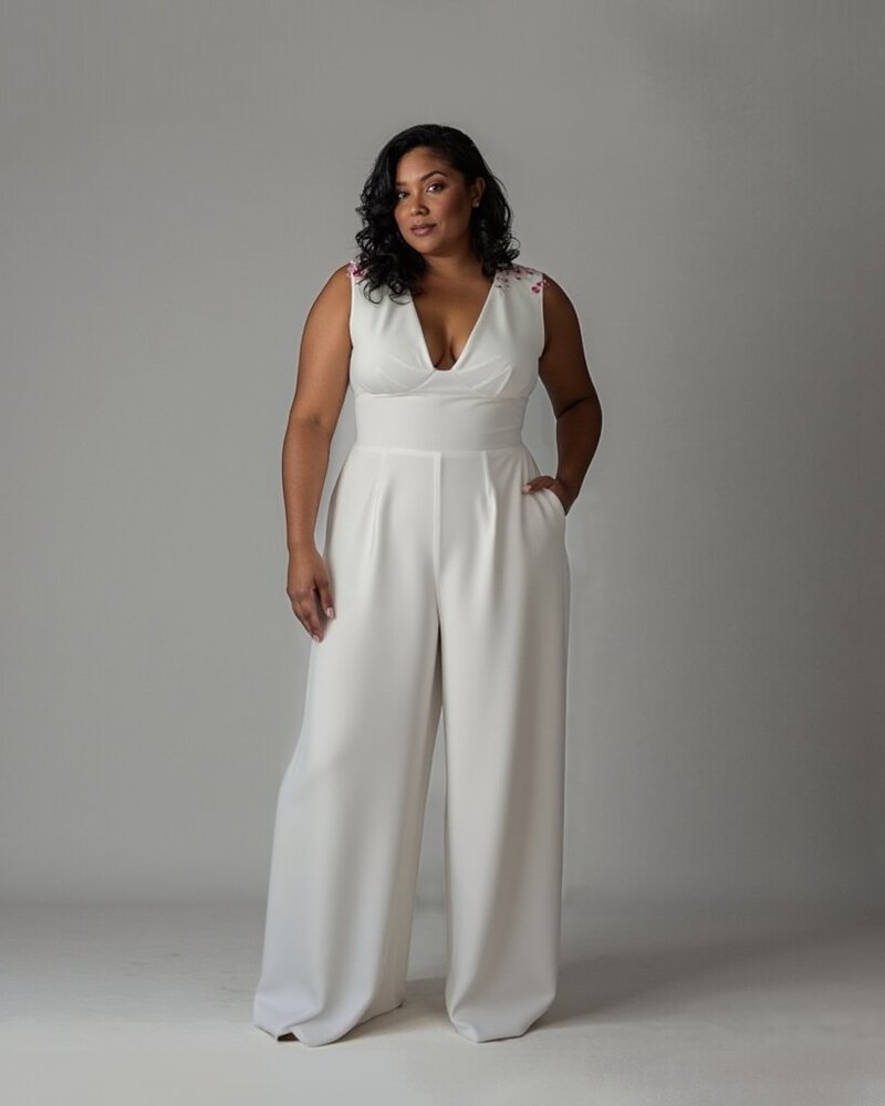 v-neck wedding dress with veil - new york