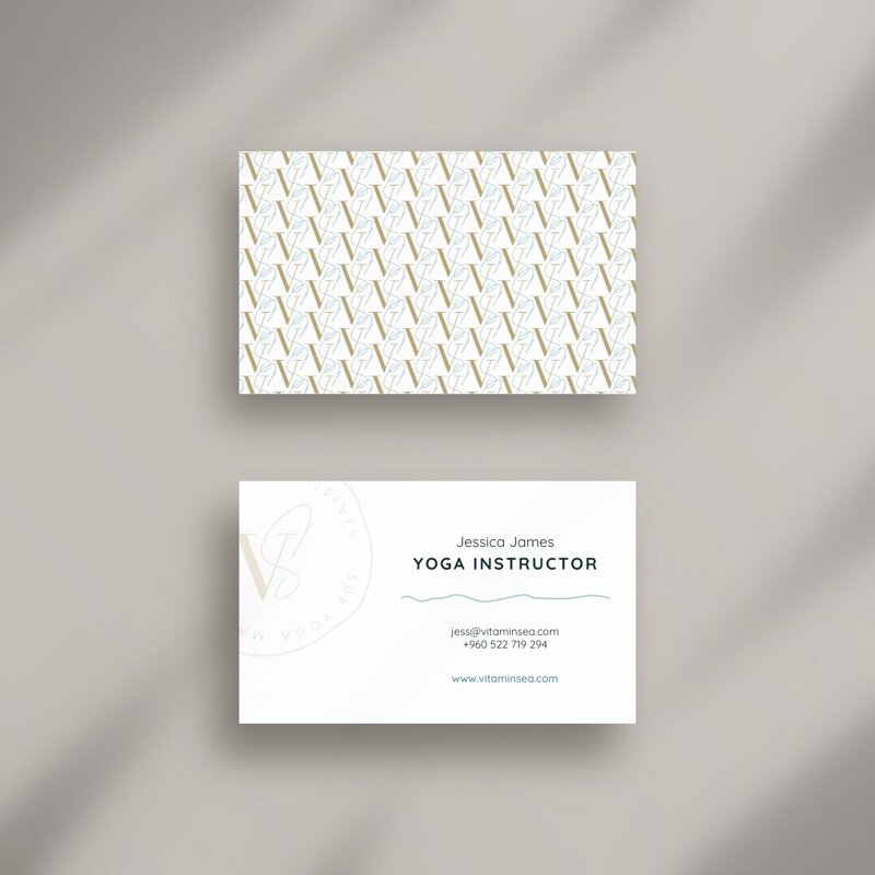 Business card design for a yoga retreat