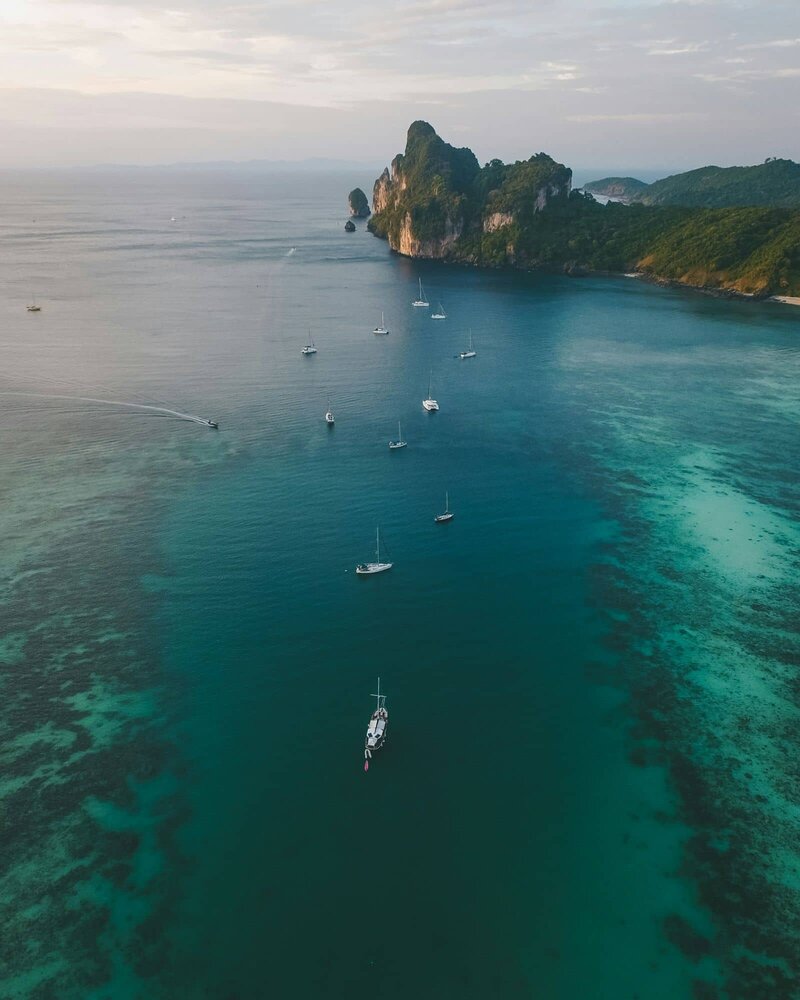 Aerial View of our Luxury Yacht Charters in Thailand