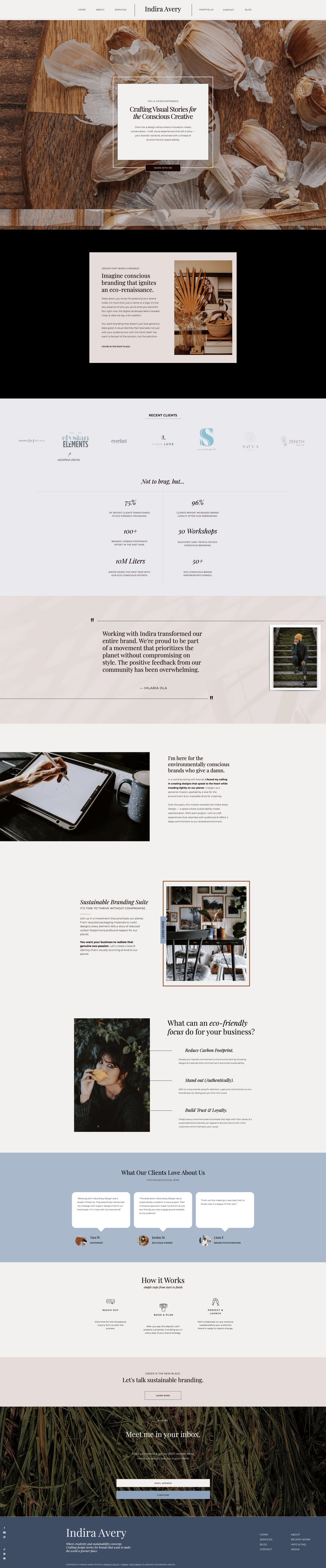 A mockup of a website for "Rebrand Roulette Podcast" displayed on a tablet and smartphone, featuring a clean layout with images of notebooks, a coffee cup, and headphones. The title and tagline "An Inventive Designer's Brainstorming Dream" are prominent.