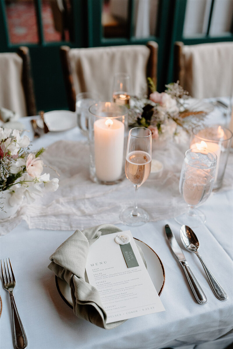 Organic Mountain Wedding Menu