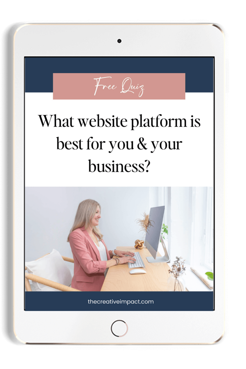 ipad mockup of free quiz- What website platform is best for you and your business