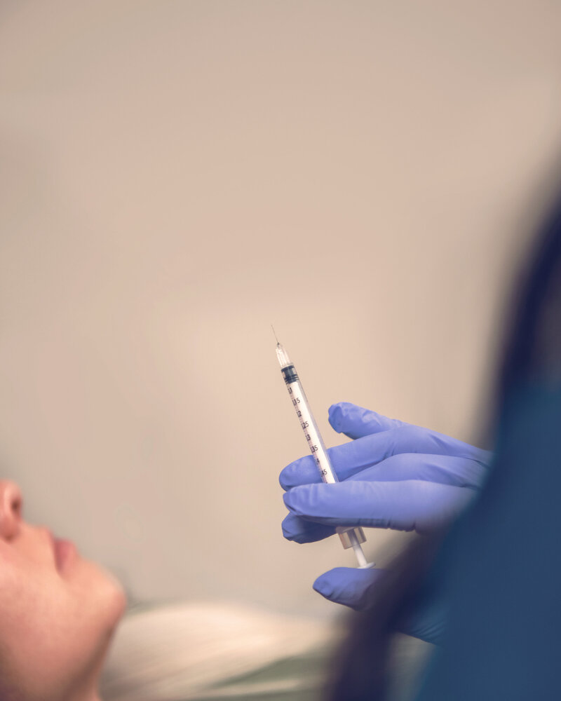 Close-up of Jeuveau injection treatment at Lemondrop Aesthetics