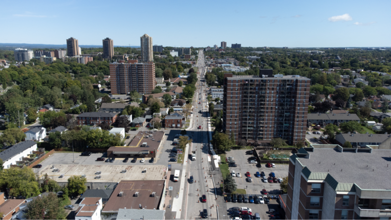Image of a road running through downtown Ottawa