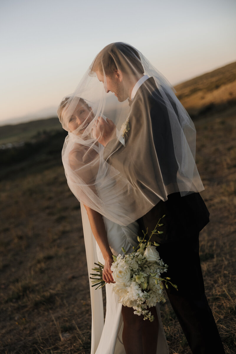 wedding portrait with epic mountain views at loveland pass in colorado