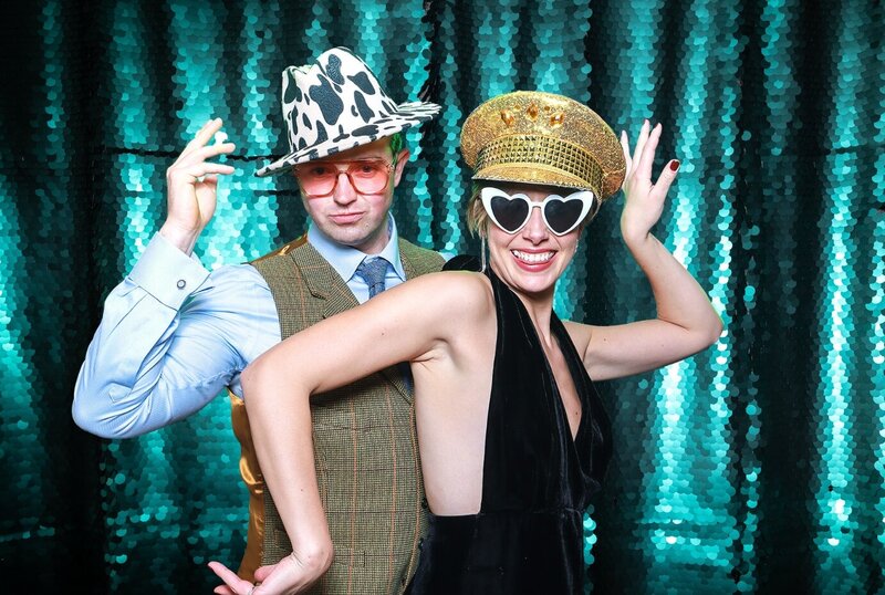 green wedding backdrop photo booth