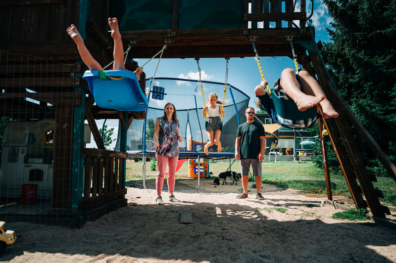 Swinging in the backyard