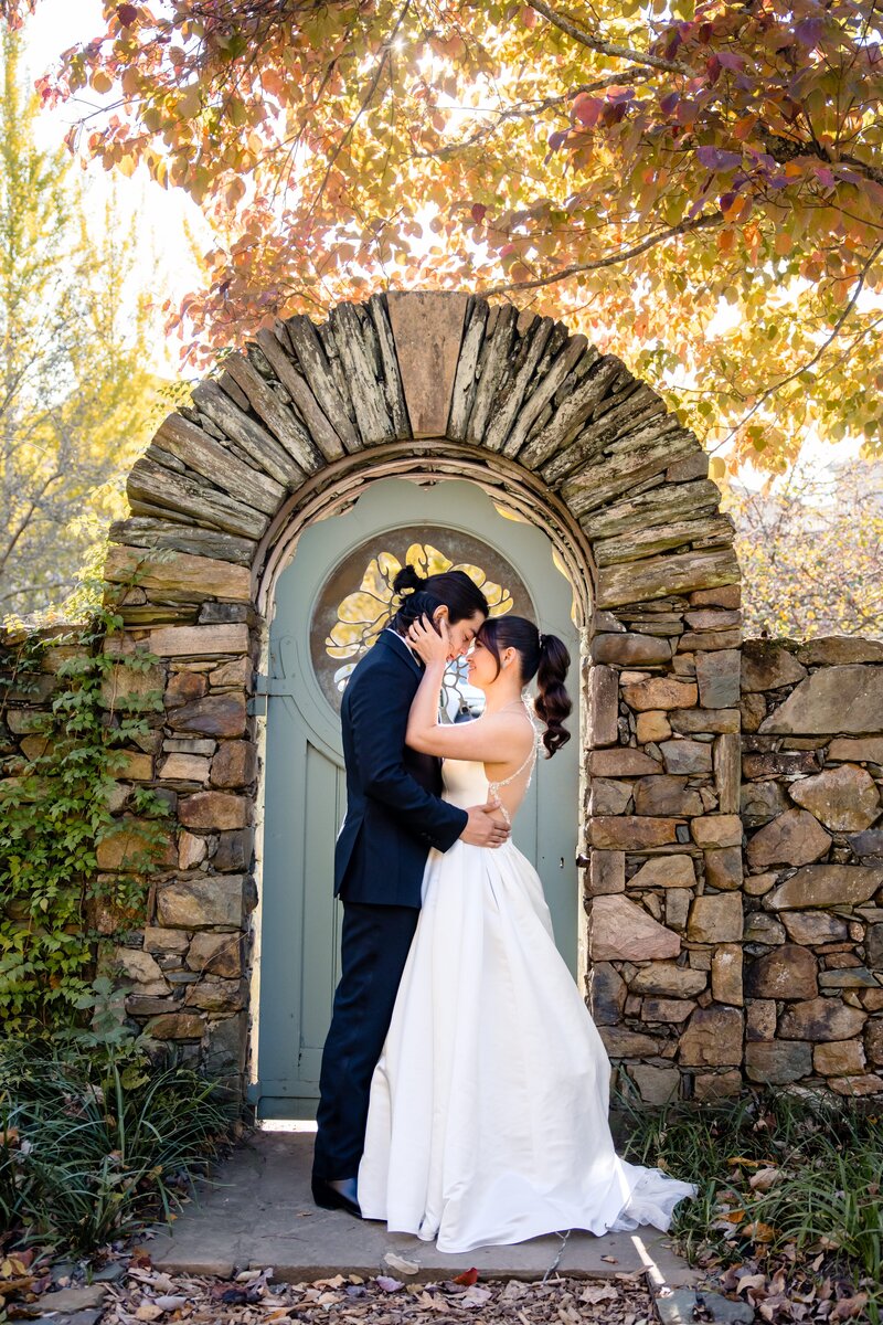 Couple walks together at their micro-wedding