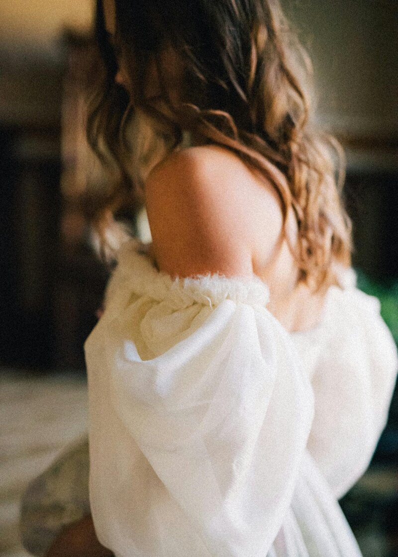 Off Shoulder Dress Detail | Emmanuel's Bridal