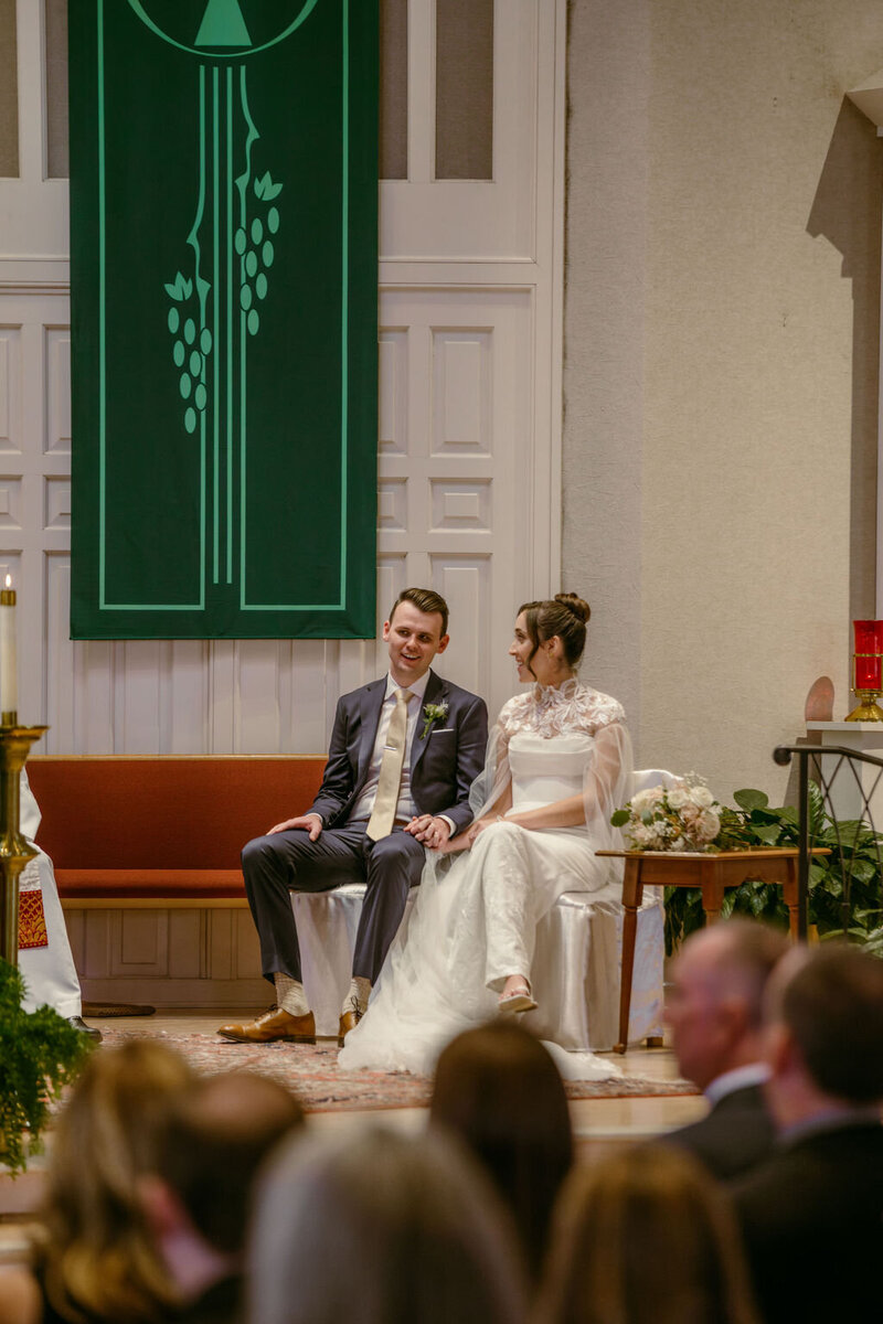 Bride and groom during their ceremony in Franklin TN 