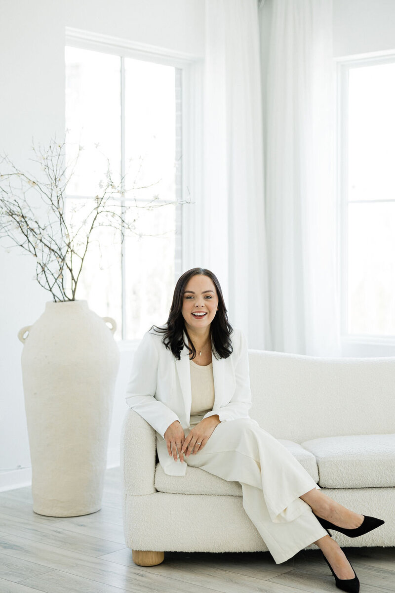Portrait of Megan Paterson, luxury interior designer serving North Atlanta communities including Milton, Roswell, and Buckhead.