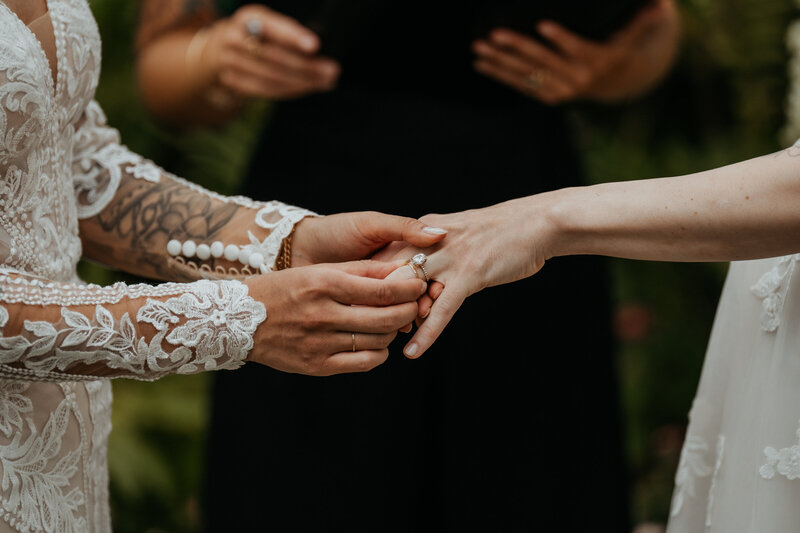 couple exchanging wedding rings 