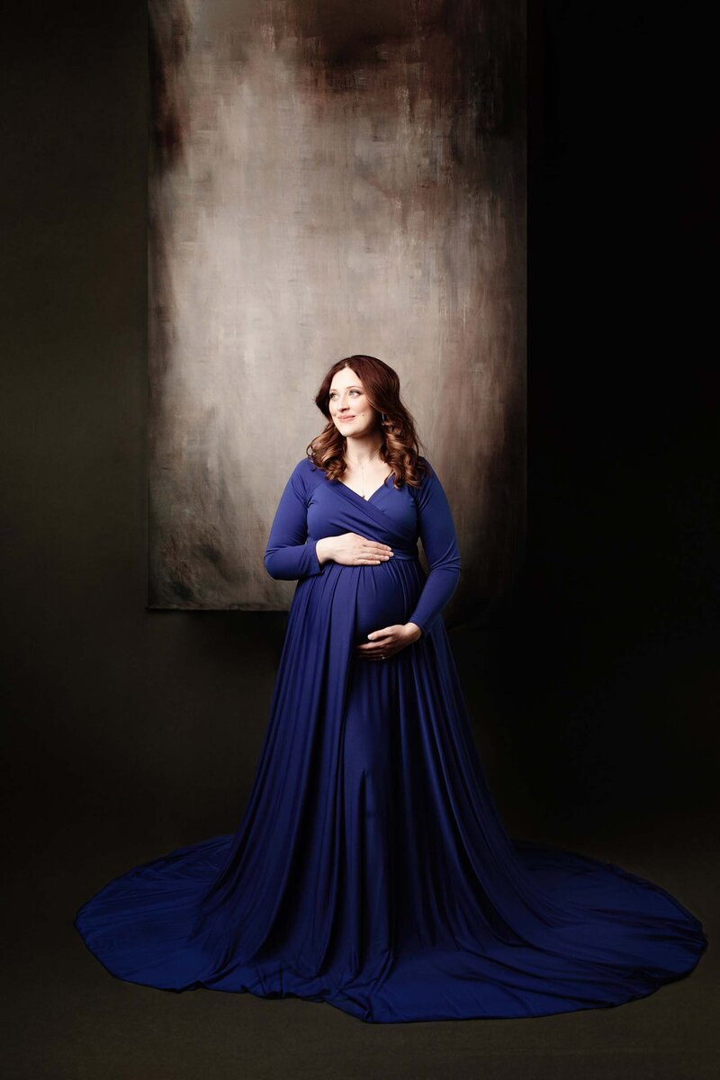 Professional Maternity Photography Blue Dress Akron Ohio