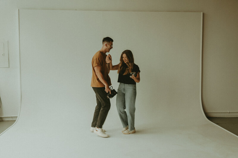 couple posing in studio