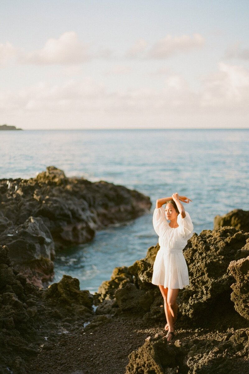 Maui bridal portrait by the ocean la perouse