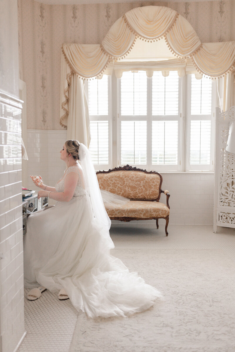 Romantic veil shot with bride at Wrightsville Manor, Wilmington North Carolina.