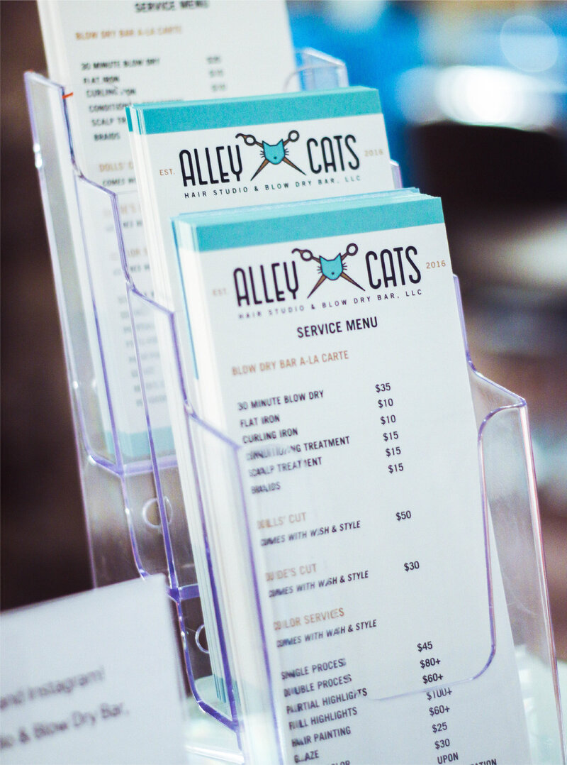Alley Cats Hair Studio Price List Design