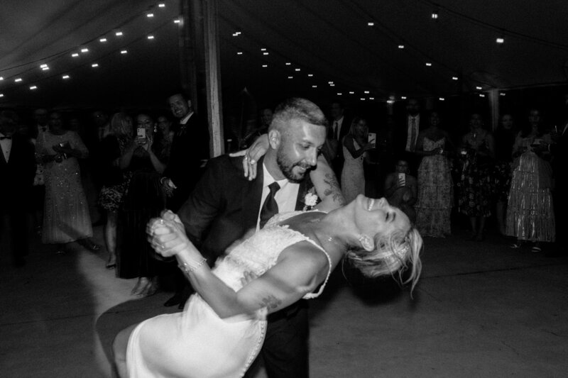 Bride and groom dancing at Nova Scotia wedding.