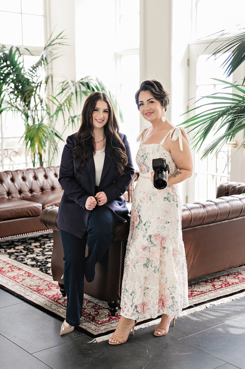 Portrait of Kari Dawson, wedding photographer and storyteller, smiling in soft natural light and floral dress