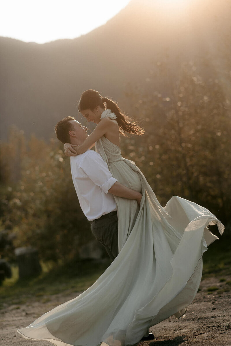 Engaged Couple Photoshoot at Cheekeye Ranch in Squamish, BC