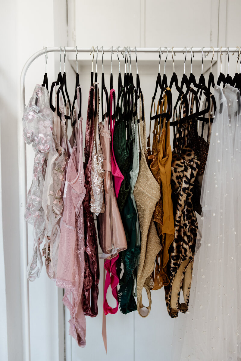 clothes hanging on rack