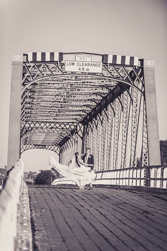 luskintyre airfield wedding photography on the bridge