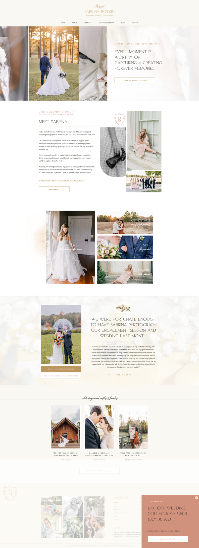 a mockup showing a light and airy photographer website