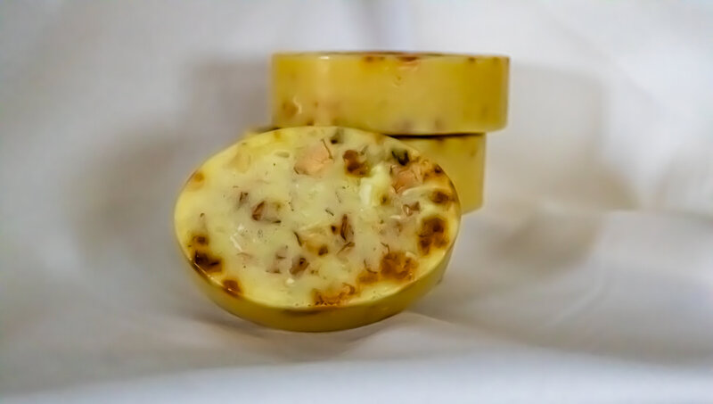 Honey Rose Oatmeal soap stacked together to display Berry and Balm products