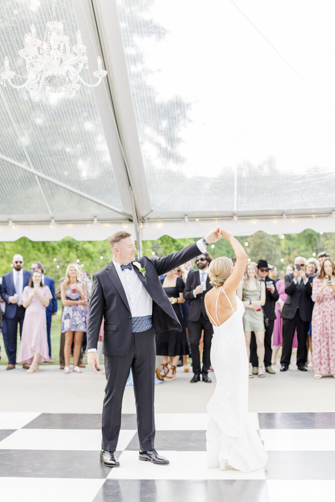 bride and groom dancing at sc wedding
