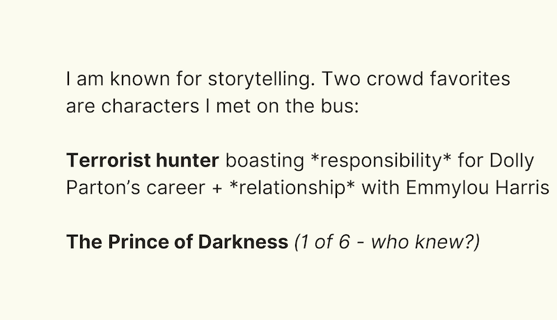 fast fact about my storytelling and two people i met