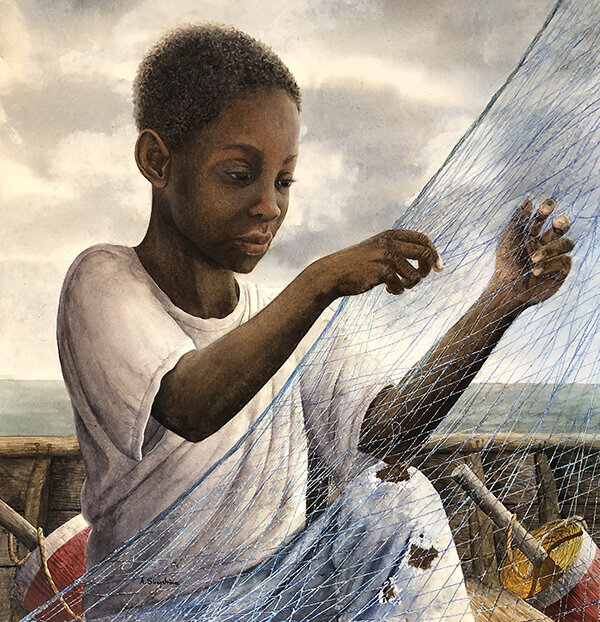 Mending © Alan Shuptrine, watercolor, 18 X 16 inches-email