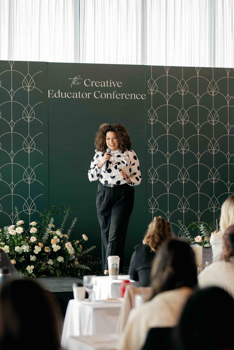 Woman talking at event