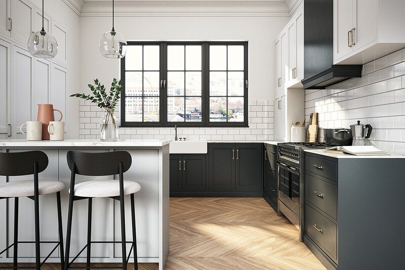 Black and Whote Modern Kitchen