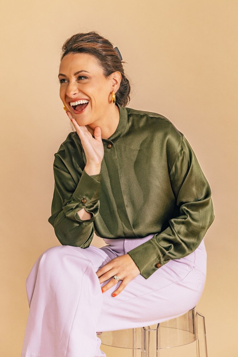 Julia Korn in Green Blouse