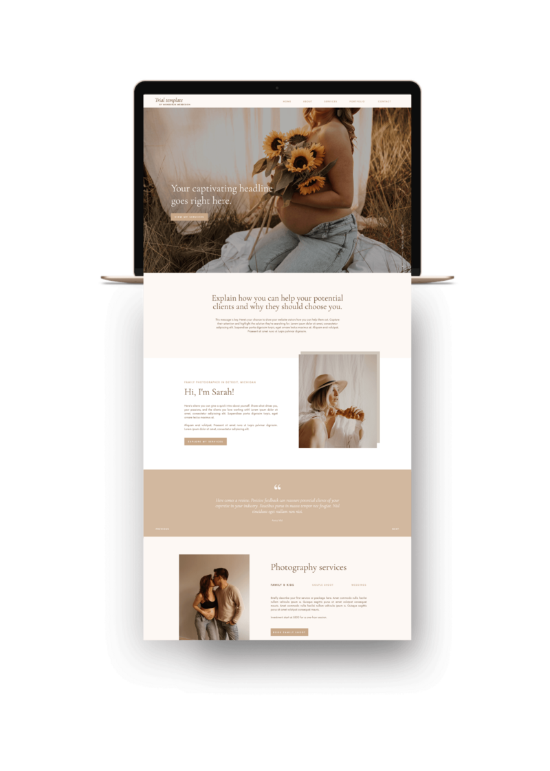 Free Showit template by Wonderlik Webdesign