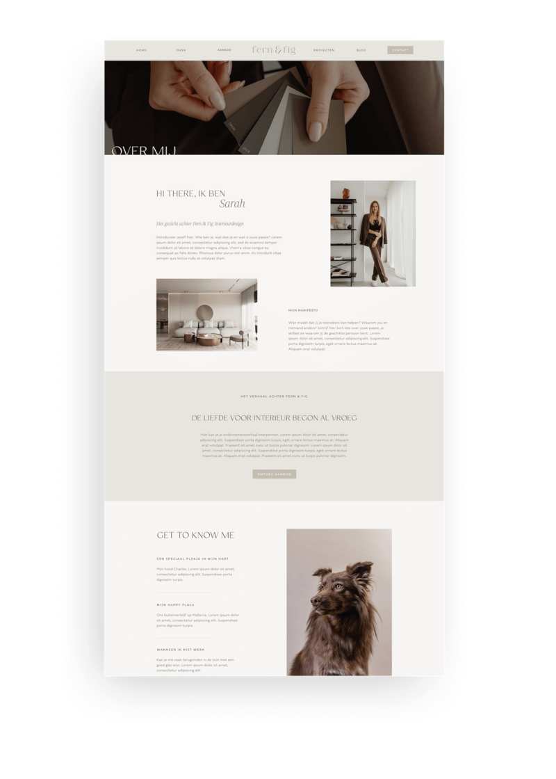 Showit website template voor interieur designers