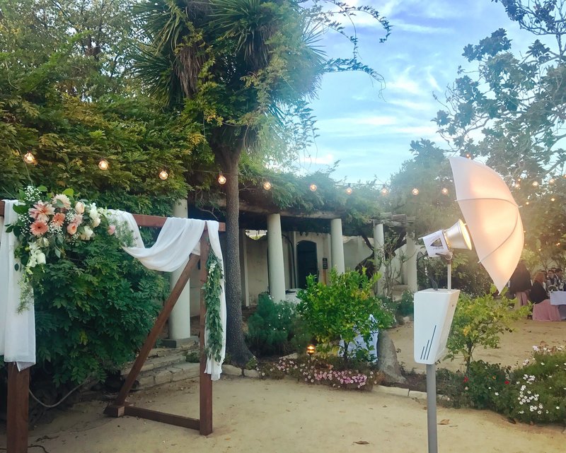 open air photo booth at monterey's memory gardens