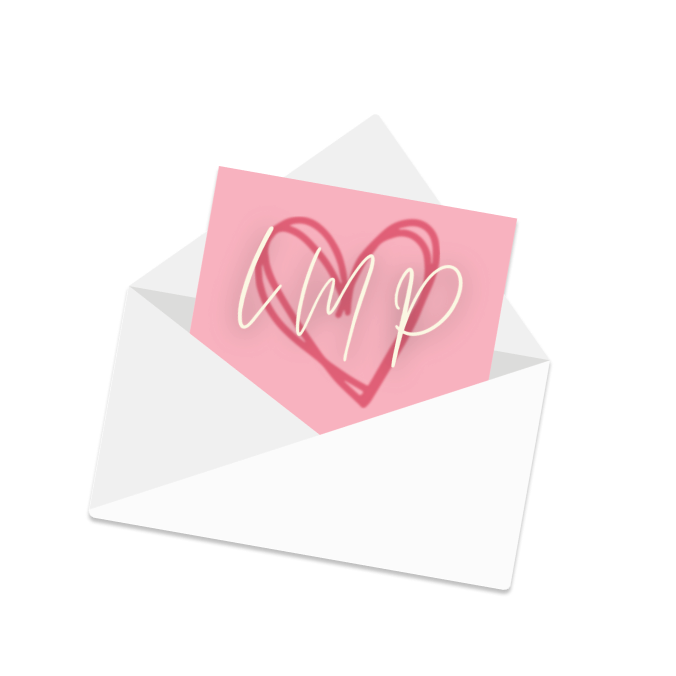 white envelope with a red heart on it