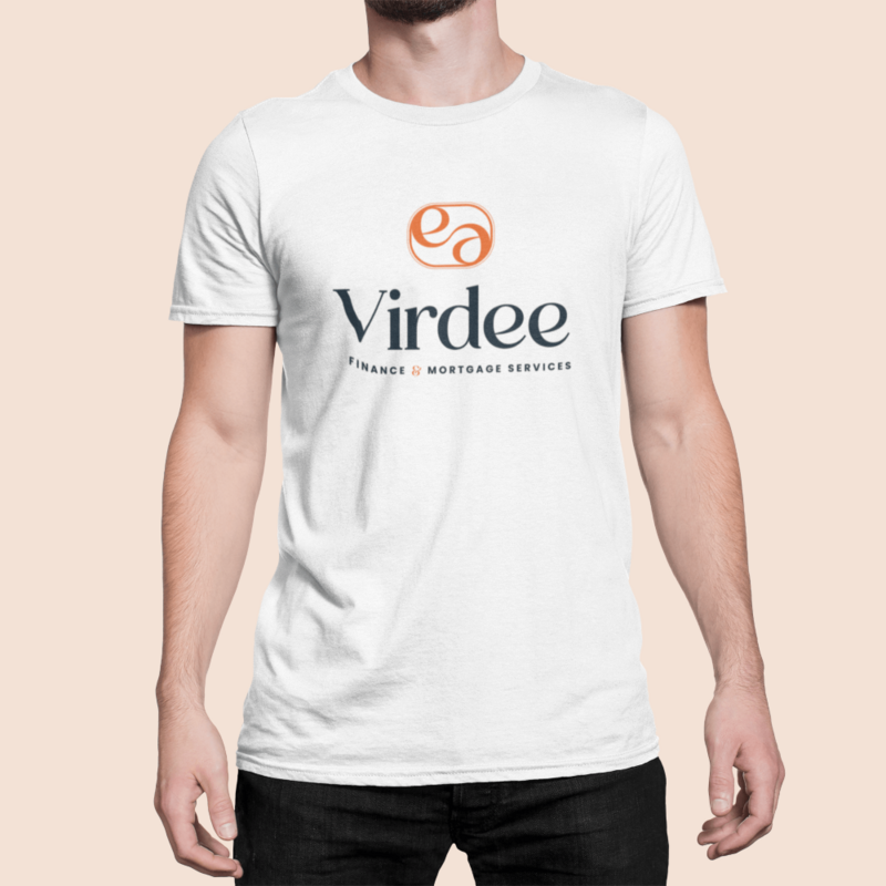 Branded T-Shirt Mockup for Virdee Finance and Mortgage Services branding created by Leithal and Co