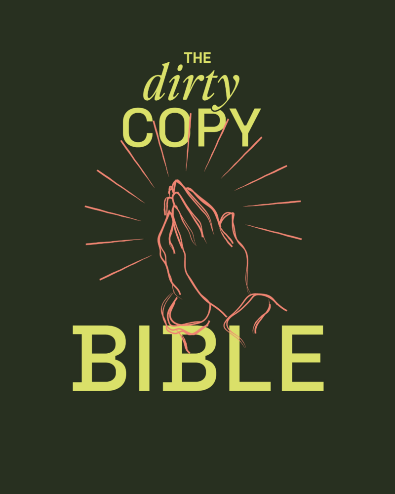 Dirty Copy Bible cover from website copy template for website course